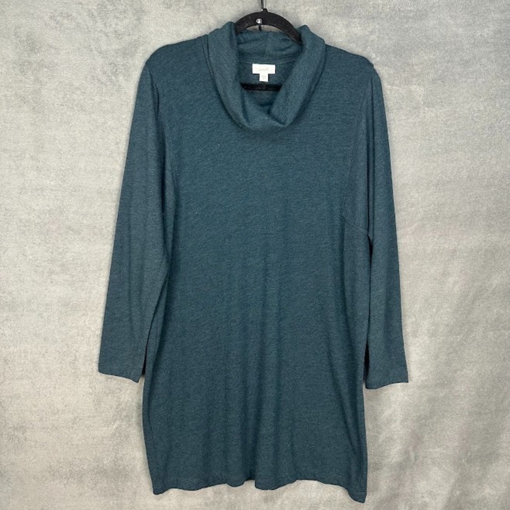 J Jill Dress Womens Medium Green Purejill Long Sleeve Stretch Preppy Sweater
